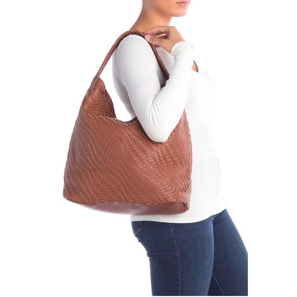 Deux Lux Handbags - $145 New Deux Lux Basketweave Woven Faux Leather Large Hobo Tote Bag Honey Chest